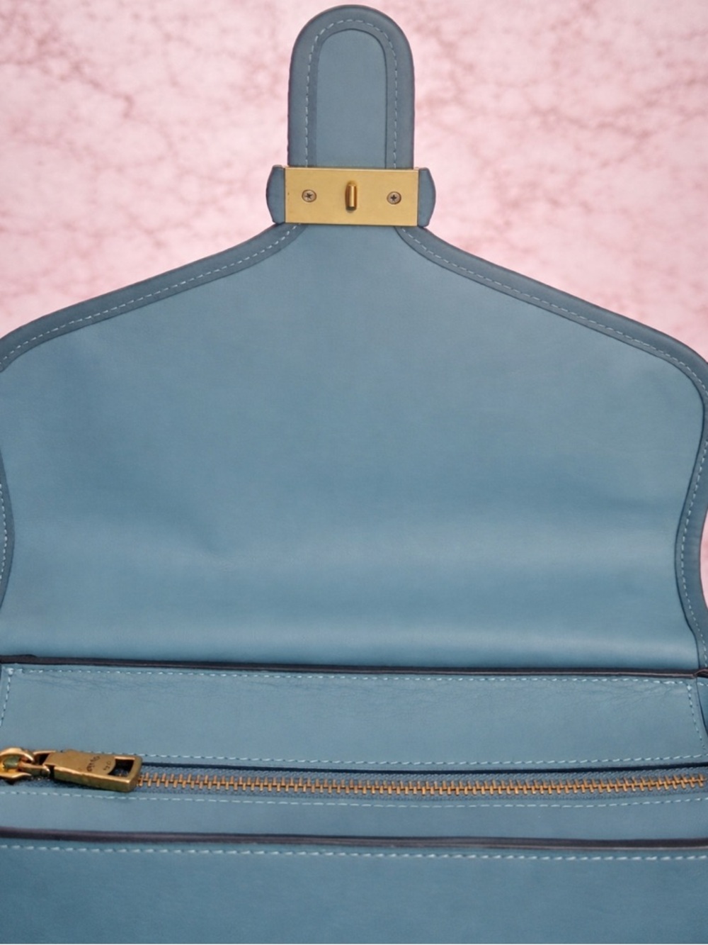 Coach Courier Carryall Pacific Blue Leather Crossbody Satchel - Picture 7 of 11